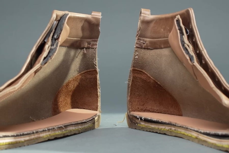 Close up view of the cut out of barefoot shoe