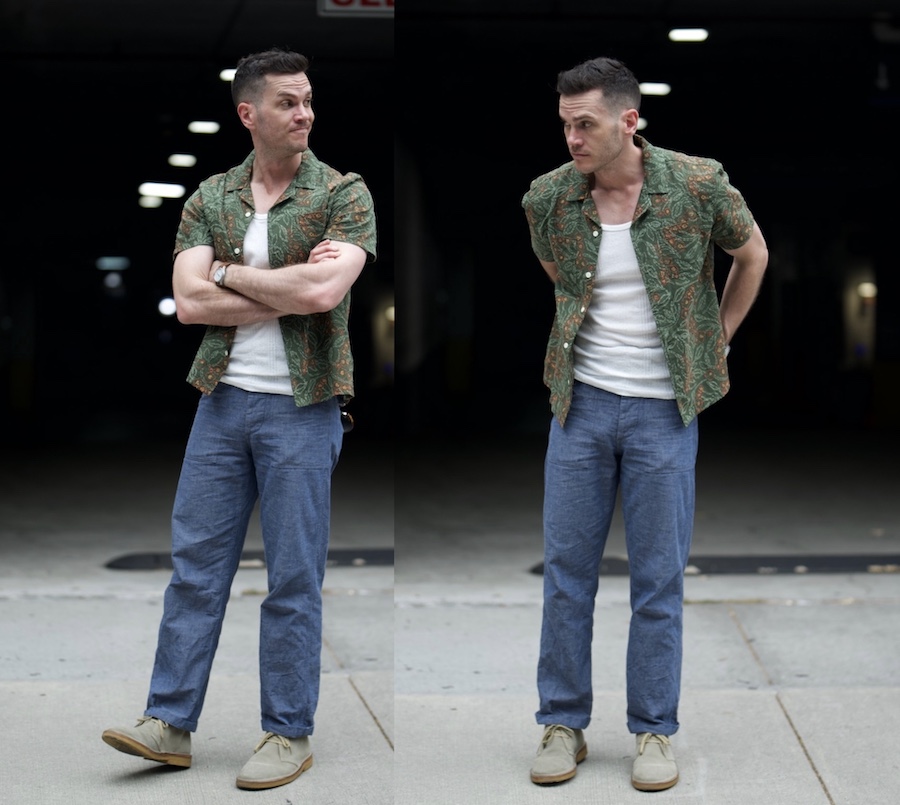 Astorflex desert boot chambray fatigues camp collar shirt