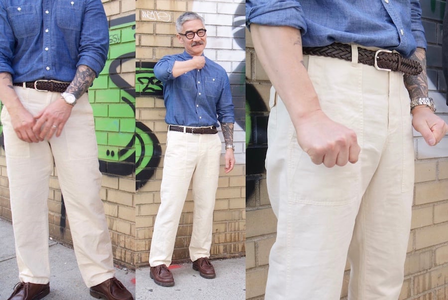 Alex mill fatigue pants white linen