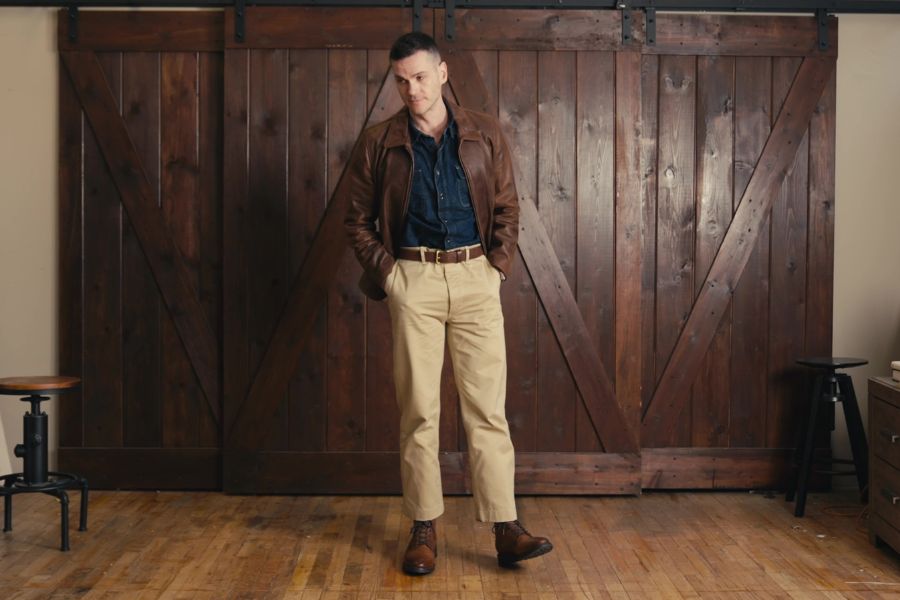 Brown leather jacket thursday boots