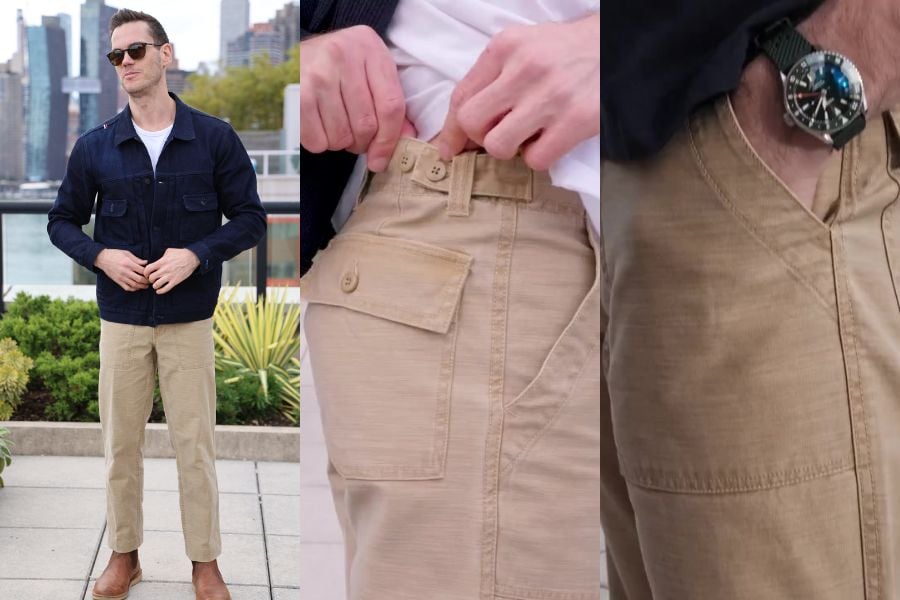 Fatigues pockets side snaps