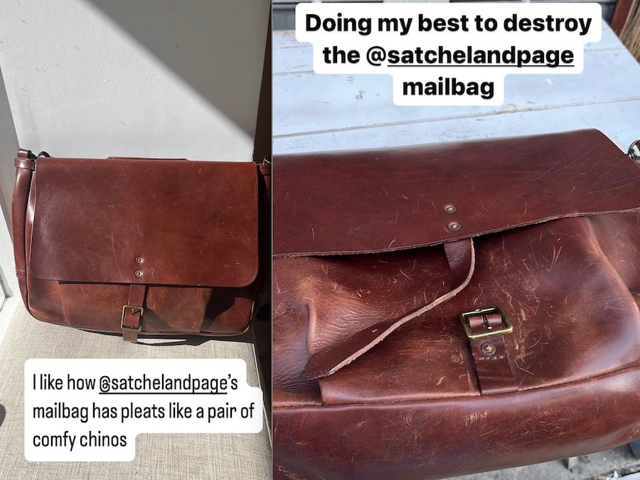 Satchel and page mailbag leather