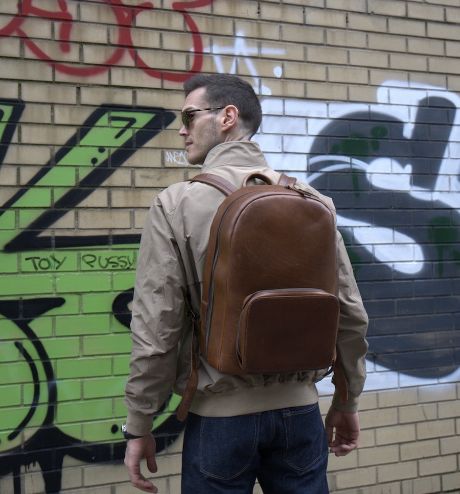 Satchel page leather backpack