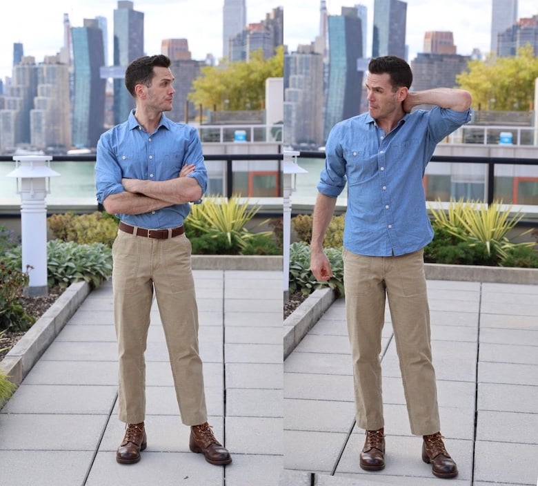 Tuck shirt into fatigue pants