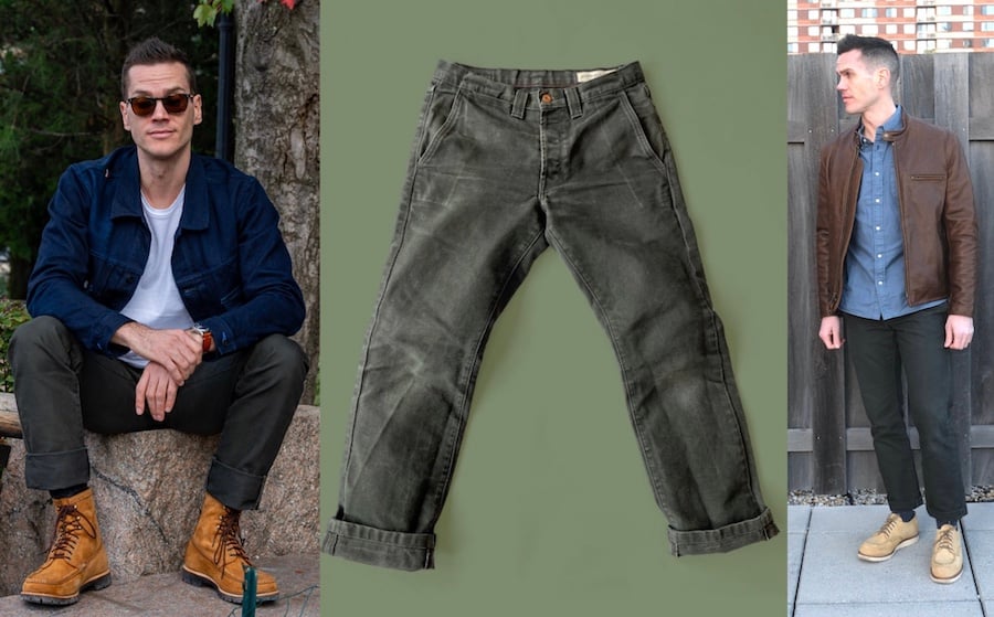 Grown sewn canvas pants fades