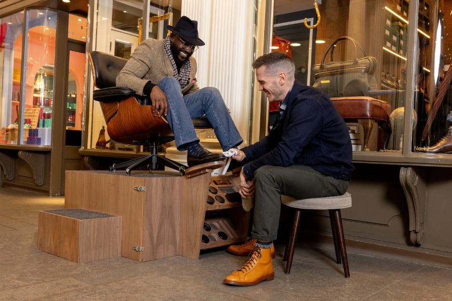 Grown sewn canvas pants trickers monkey boots
