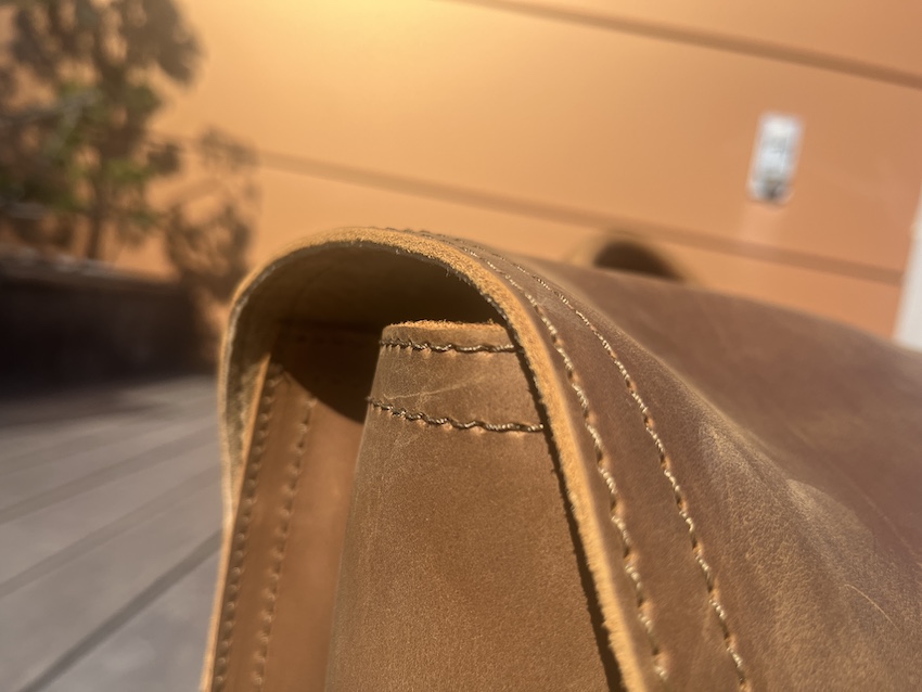 Saddleback leather front pocket backpack edges