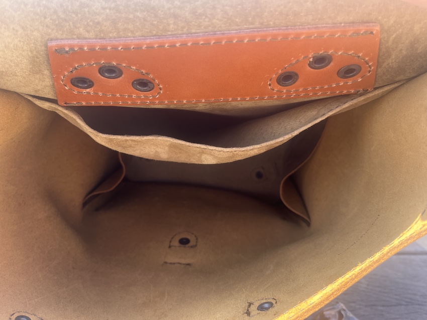 Saddleback leather front pocket backpack pigskin lining
