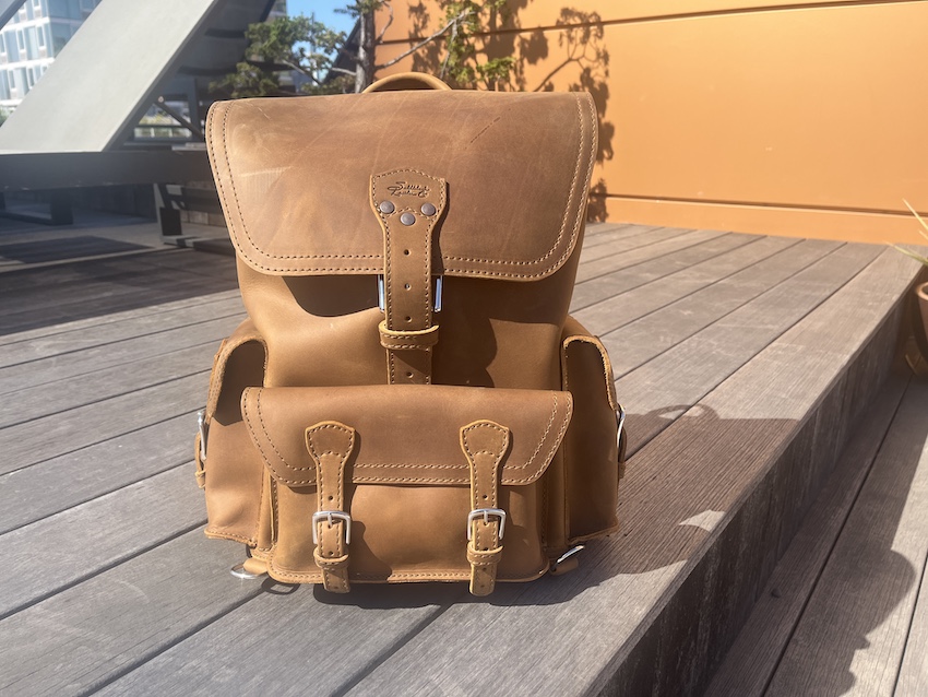 Saddleback leather front pocket backpack tobacco