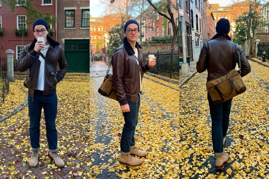 Satchel page leather jacket fit