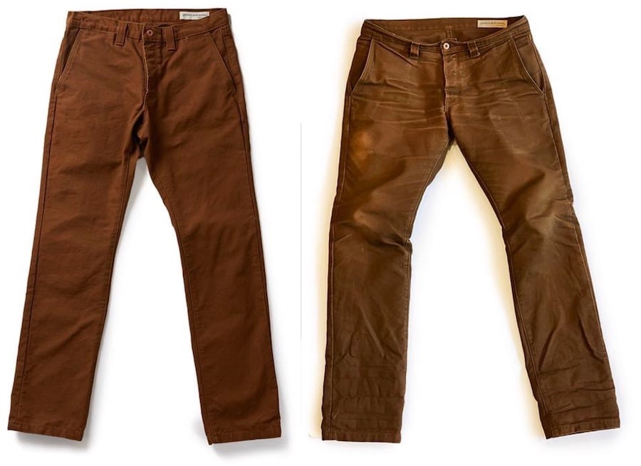 Grown sewn canvas pants fade