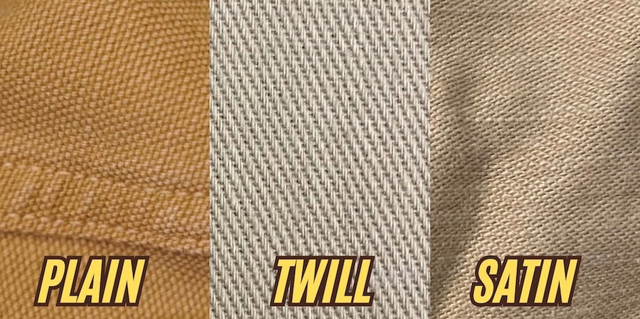 Plain weave vs twill weave vs satin weave