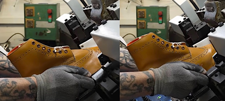 Machine lasting trickers boots