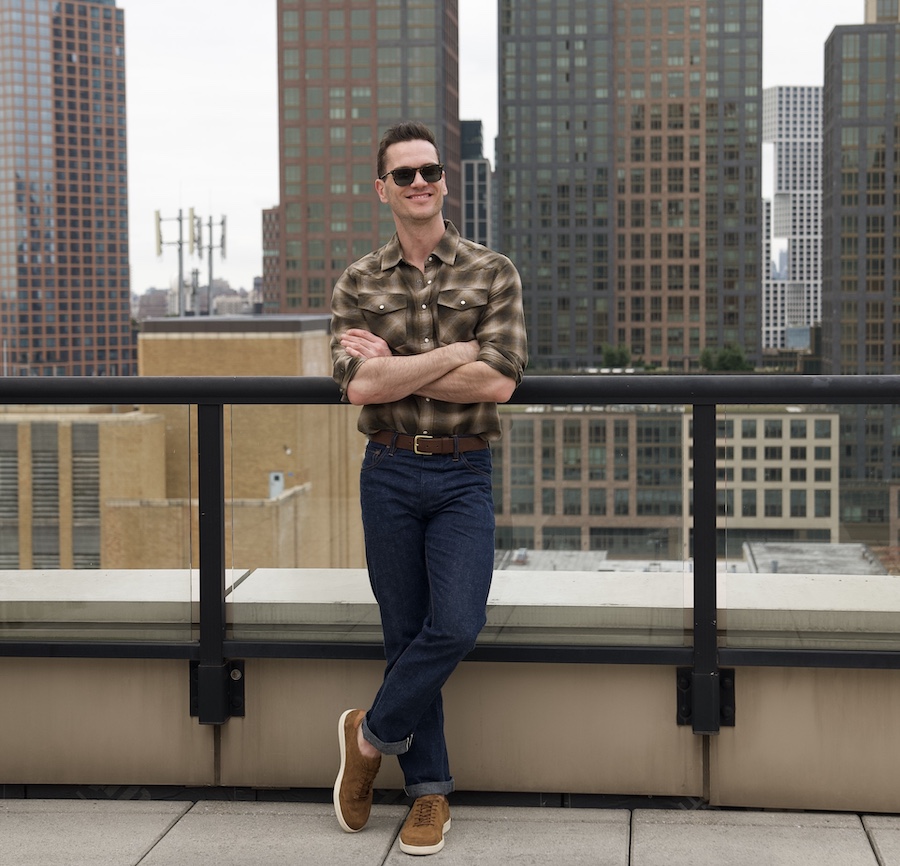 Modern casual outfit with western shirt and sneakers