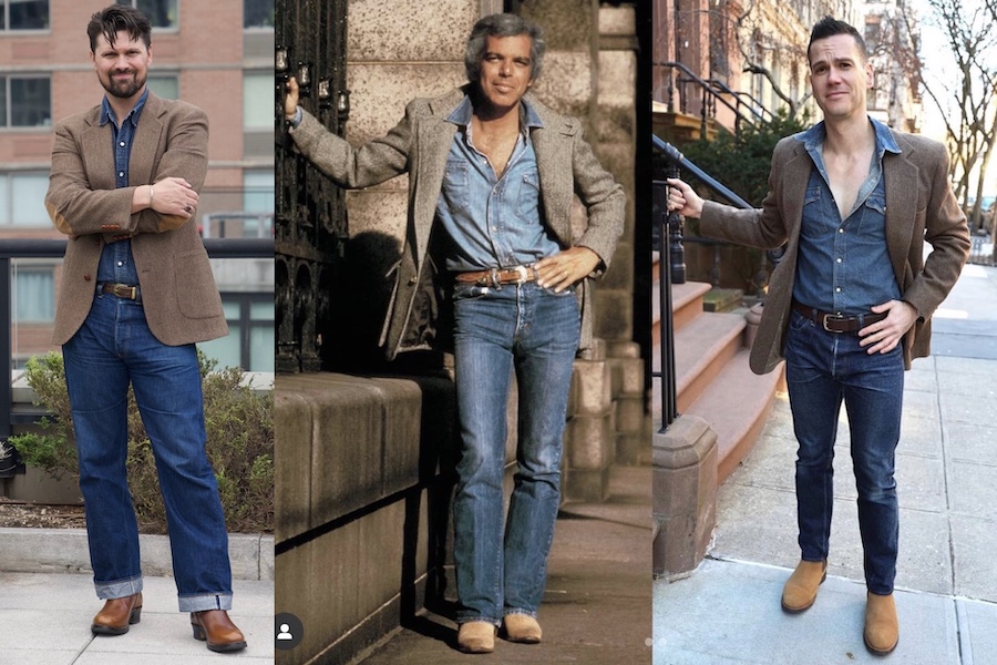 Ralph lauren tweed sport coat denim western shirt