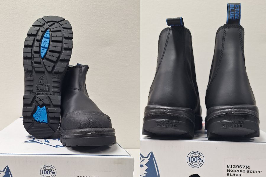 Steel blue hobart scuff leather safety