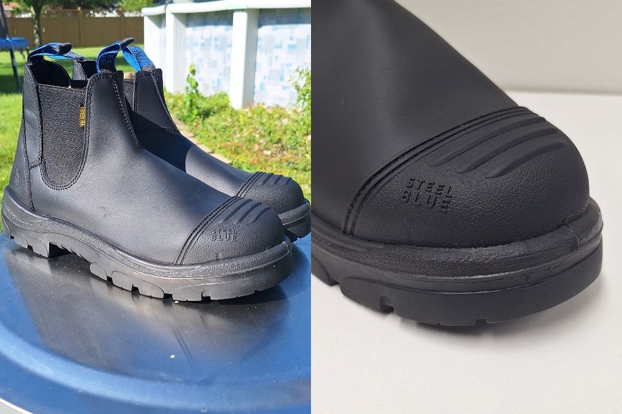 Steel blue hobart scuff toe close