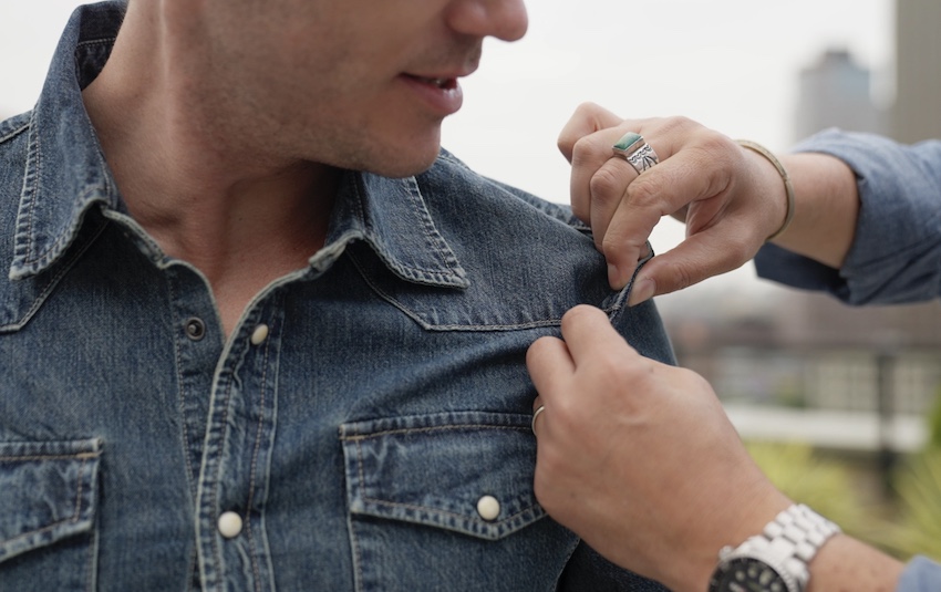 Western cowboy shirt reinforced shoulder yoke