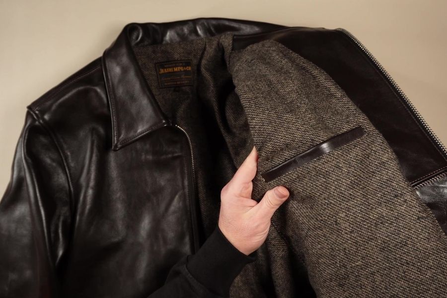 Crush on retro 1930s sports jacket coffee horsehide lining