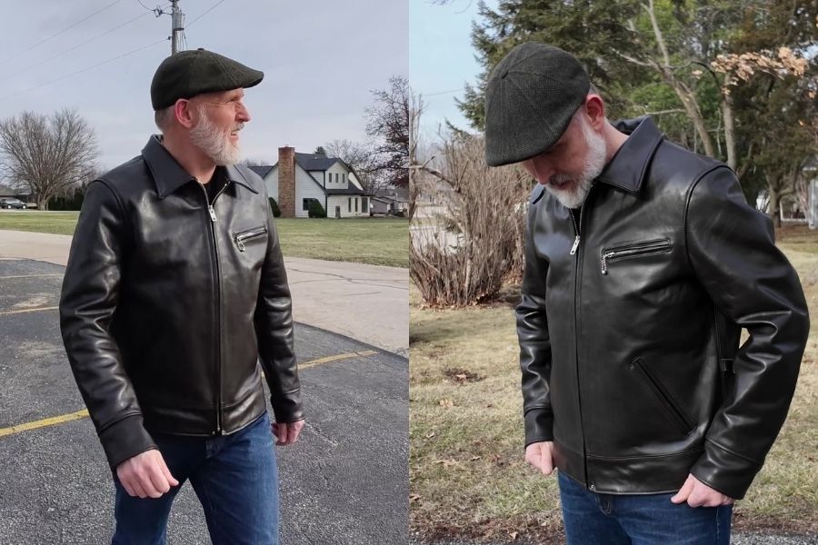 Crush on retro 1930s sports jacket coffee horsehide on body