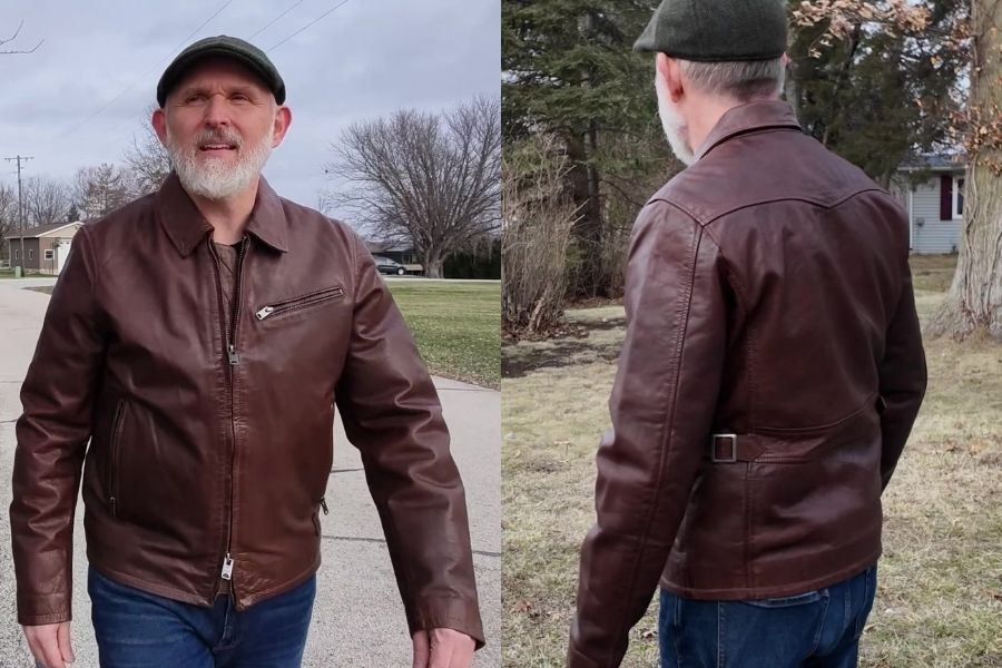 Iron resin gambler cow leather jacket drape