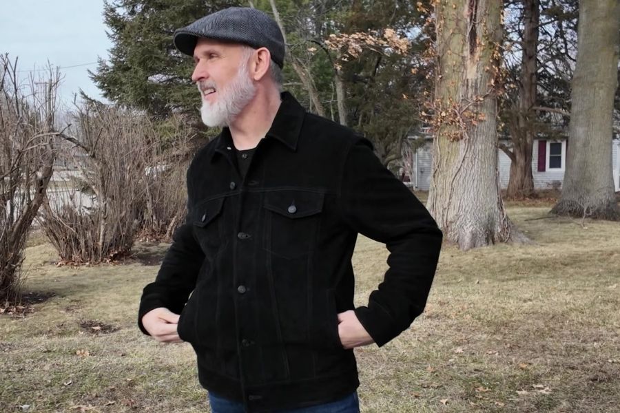 Thursday suede trucker jacket pockets