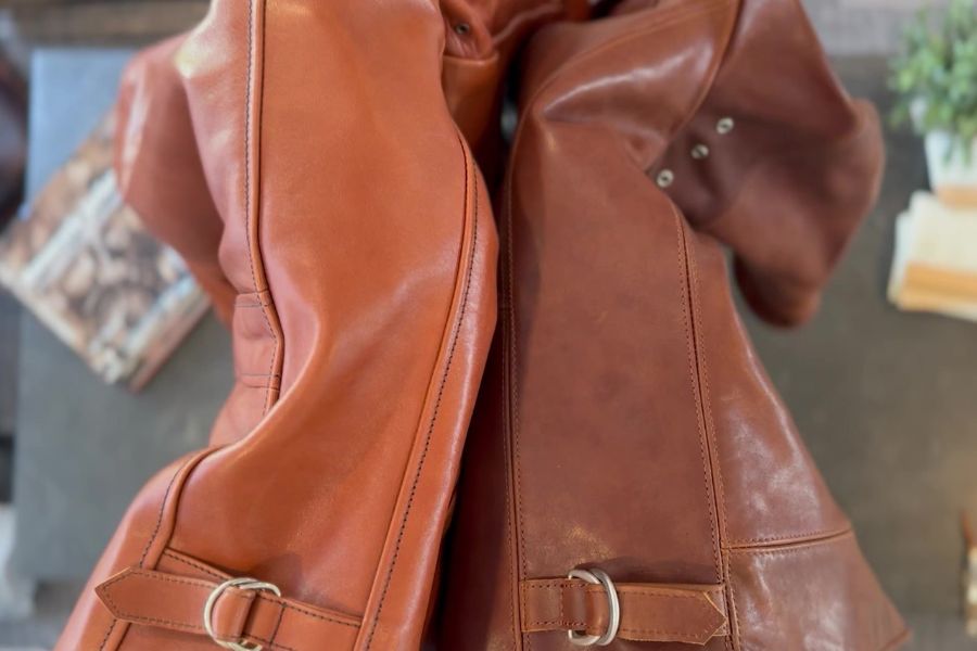 Crush on retro leather jacket rainbow country buckles
