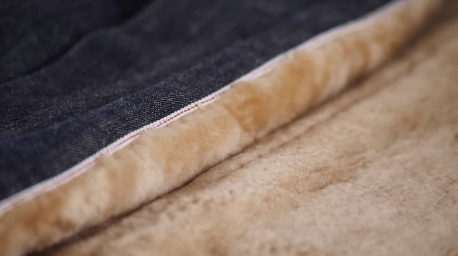 Freenote rj2 selvedge denim and shearling