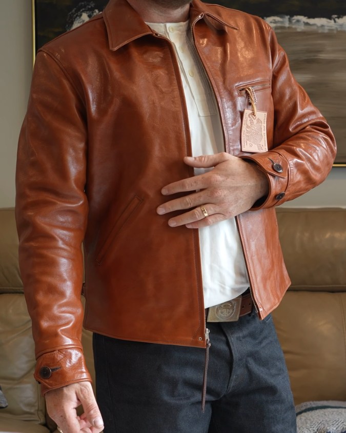 Rainbow country single riders jacket on body