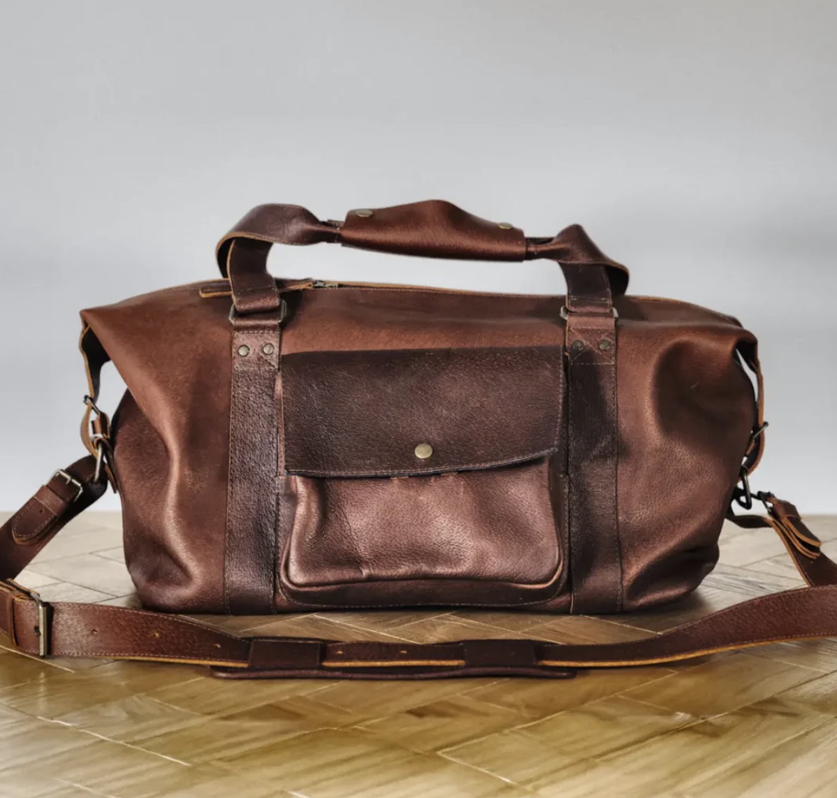 Bad leather goods travel duffel