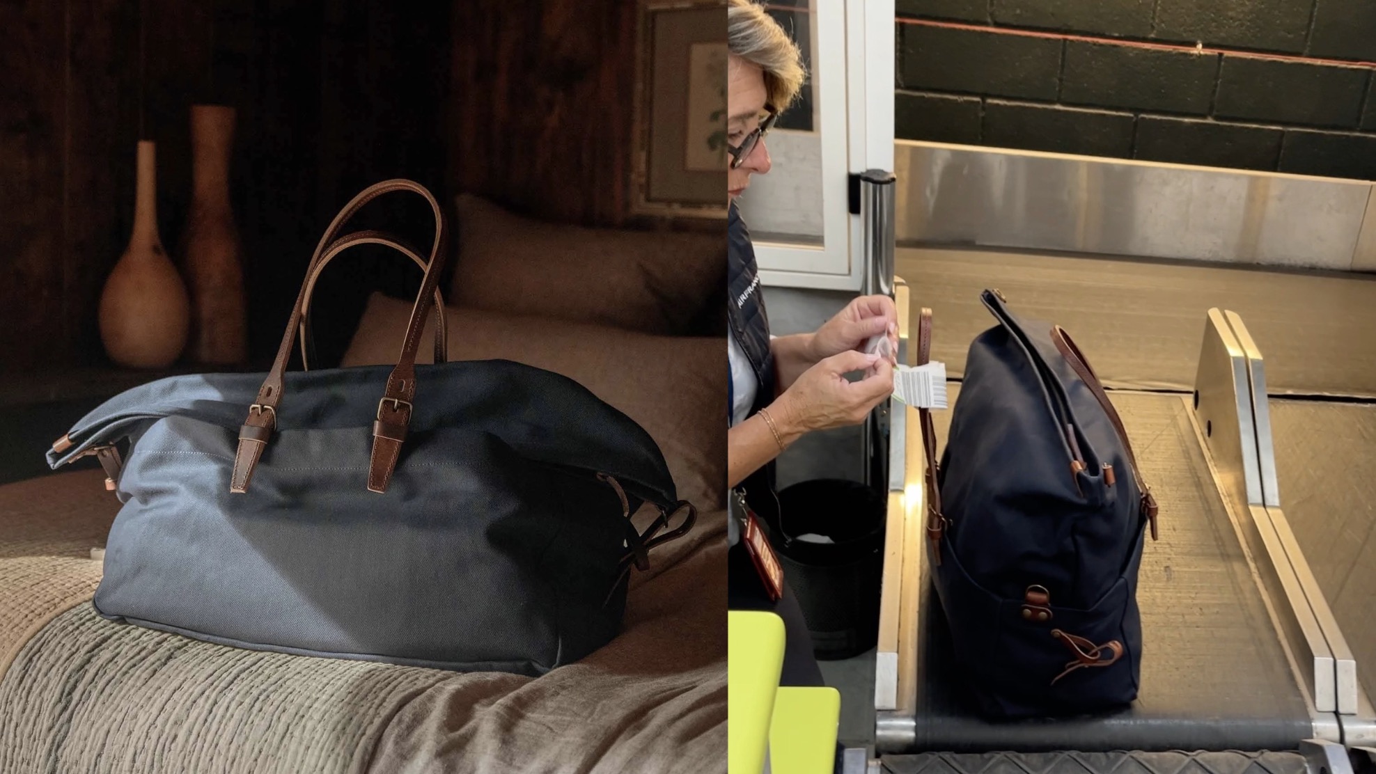 Bleu de chauffe canvas travel duffle