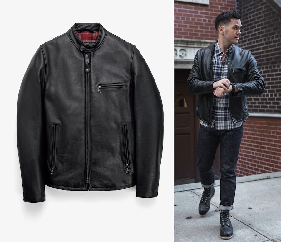 Schott cafe racer leather jacket