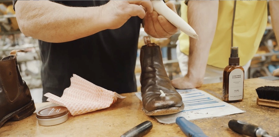 Conditioning leather boots