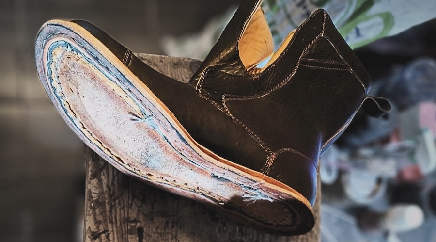 Naang boots being made