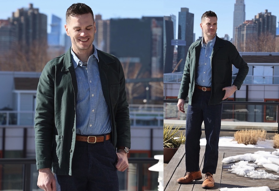 Chore coat denim trousers chambray