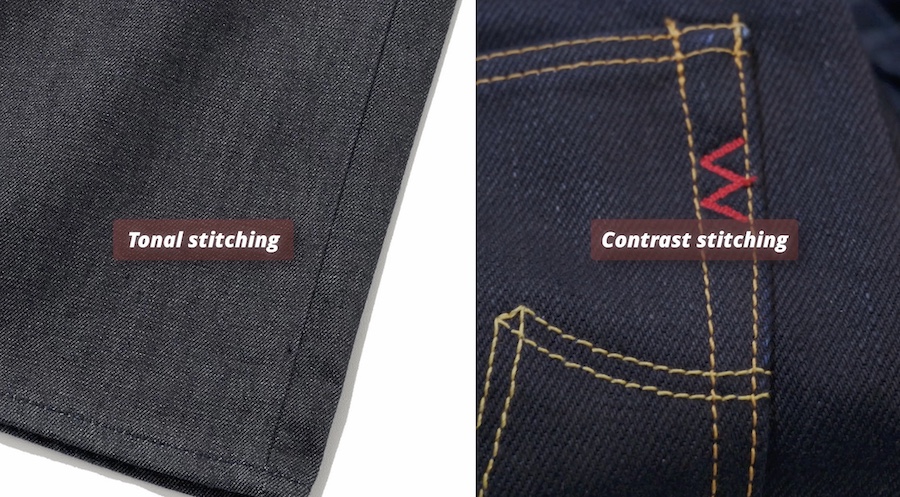 Contrast stitching vs tonal stitching denim