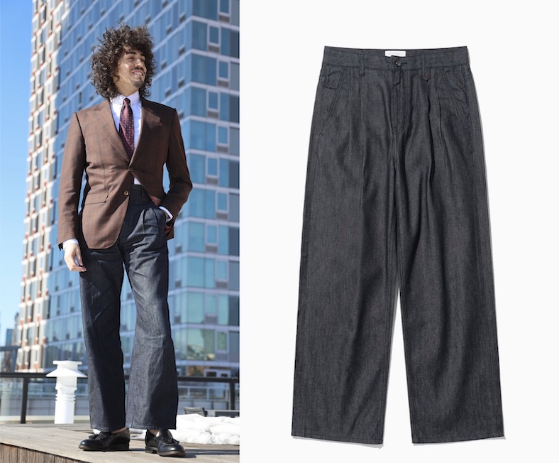 Fottners two tuck indigo wide pants