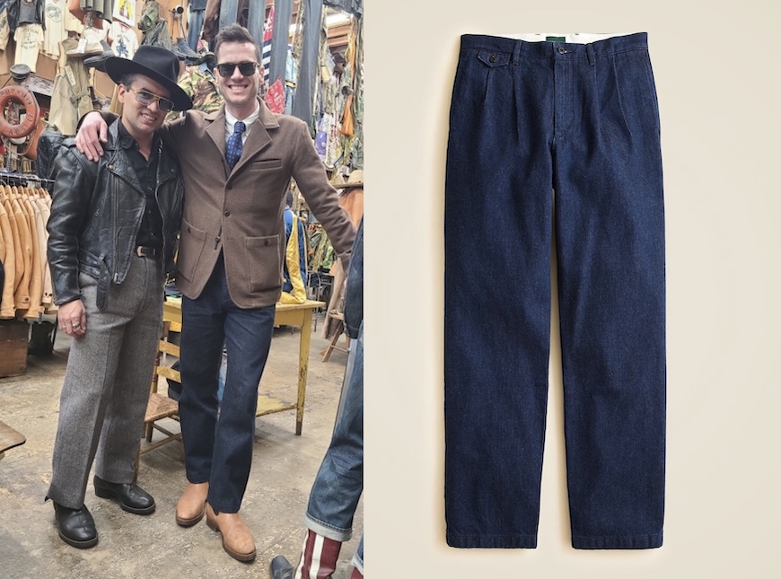 J crew pleated denim trousers